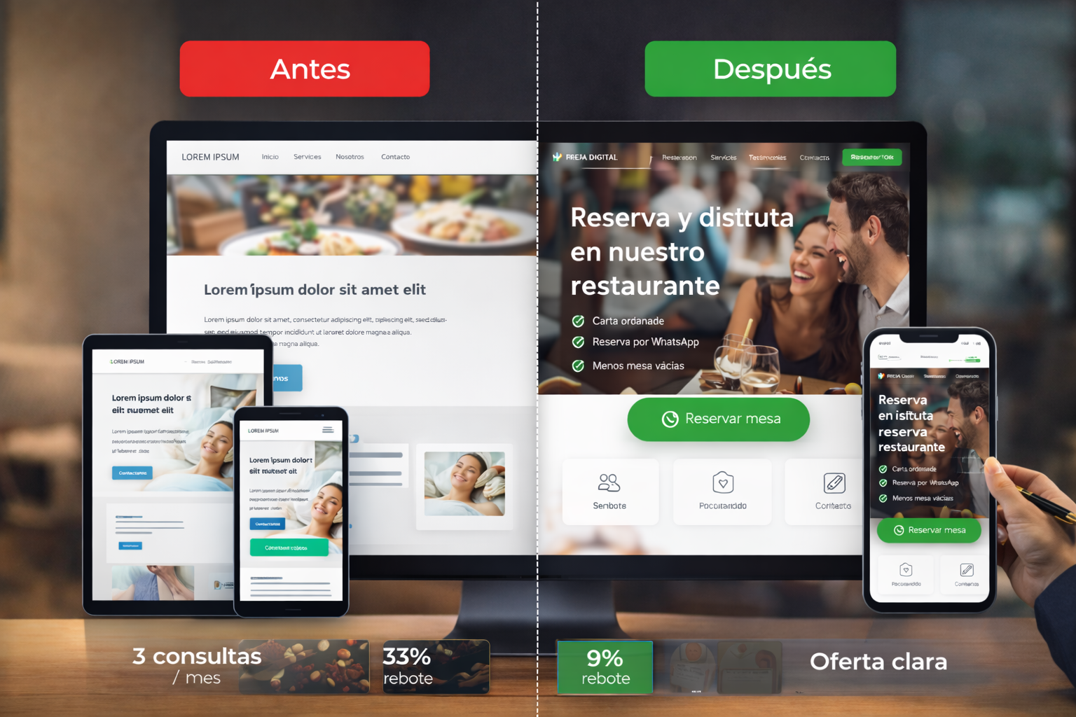 Antes y después con responsive